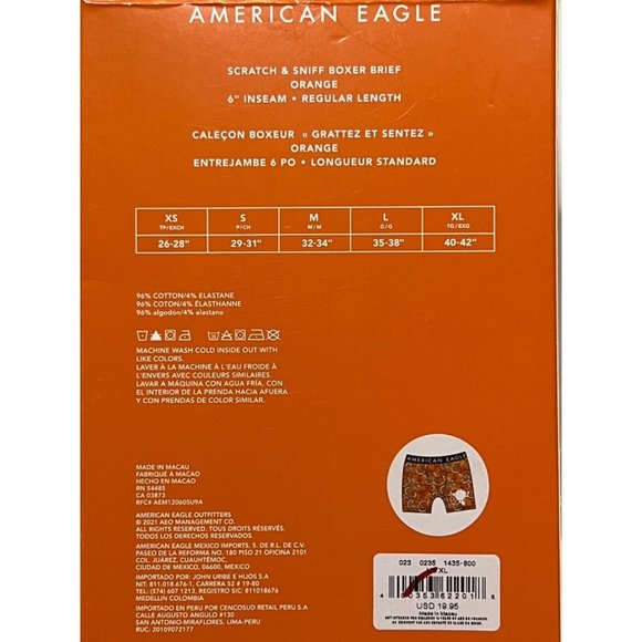 NWT AMERICAN EAGLE Scratch & Sniff Boxer Brief 6" Inseam Sz XL Orange - Picture 3 of 4